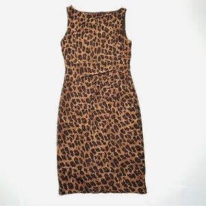 VTG LAUREN Ralph Lauren Leopard Print Dress lined Size 10 Stretchy